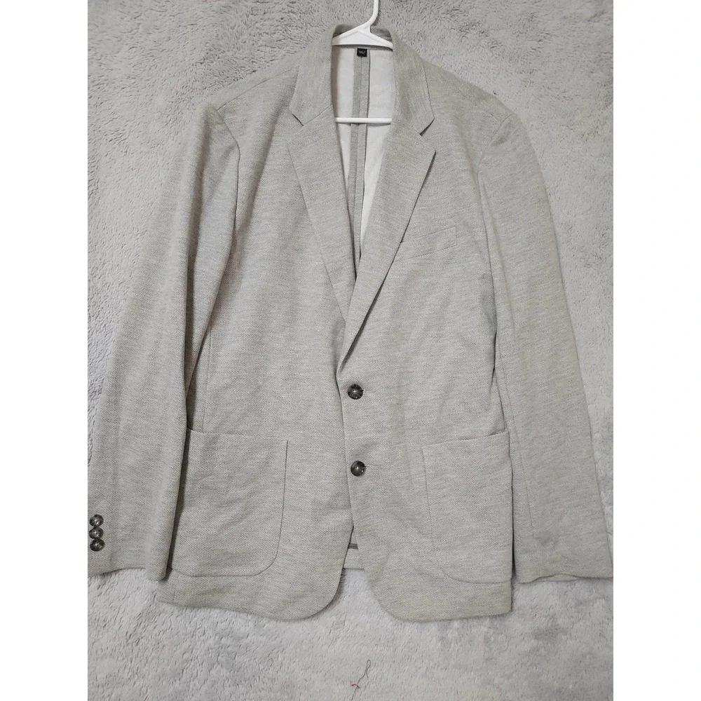 J Crew Blazer Mens Large Thompson Sport Coat Two Button Knit Gray Unstructured